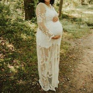 White Lace Maternity Gown